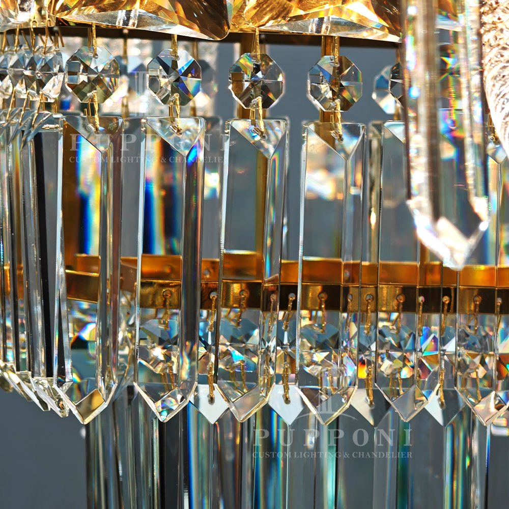 Long Gold Crystal Chandelier - Image 6