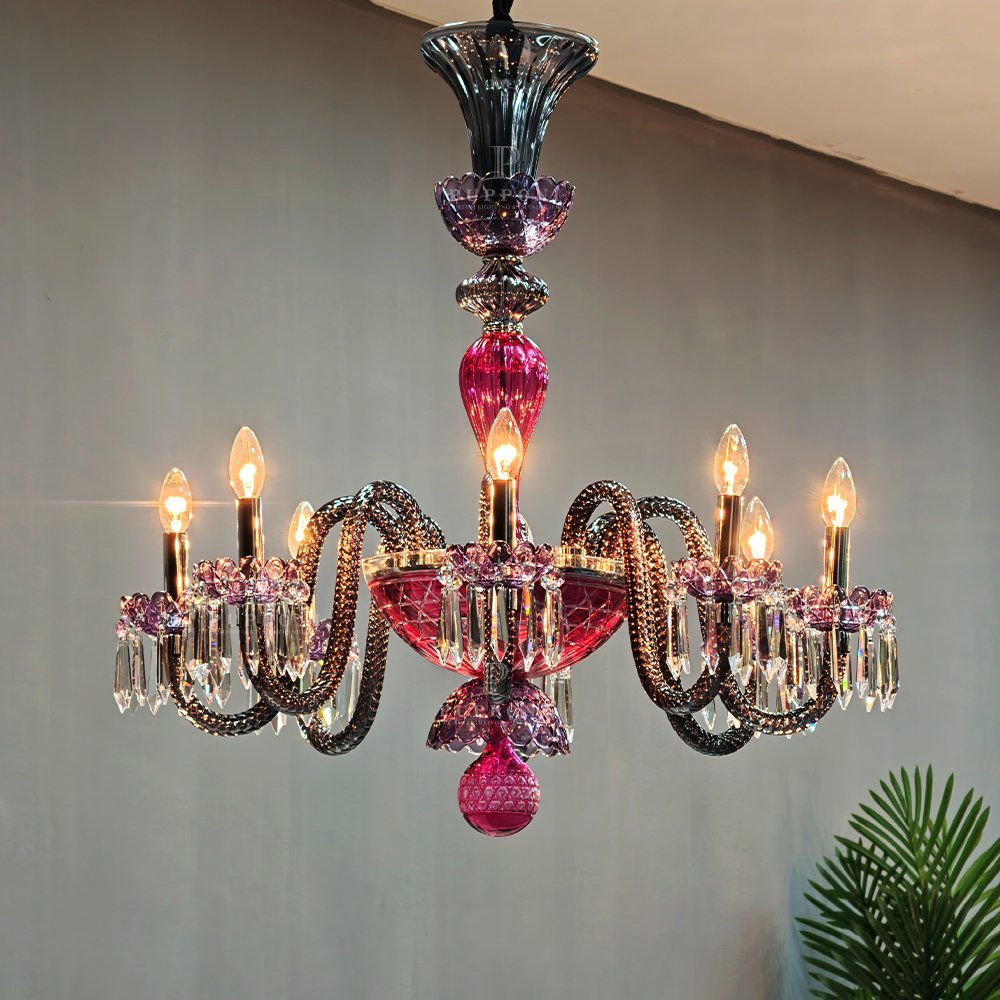 Magenta Purple Twist Crystal Chandelier - Image 5