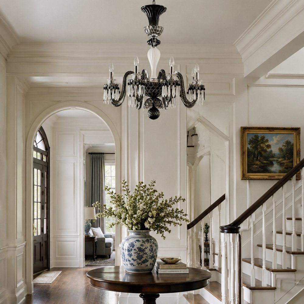 Vintage Black Candle Crystal Chandelier - Image 8