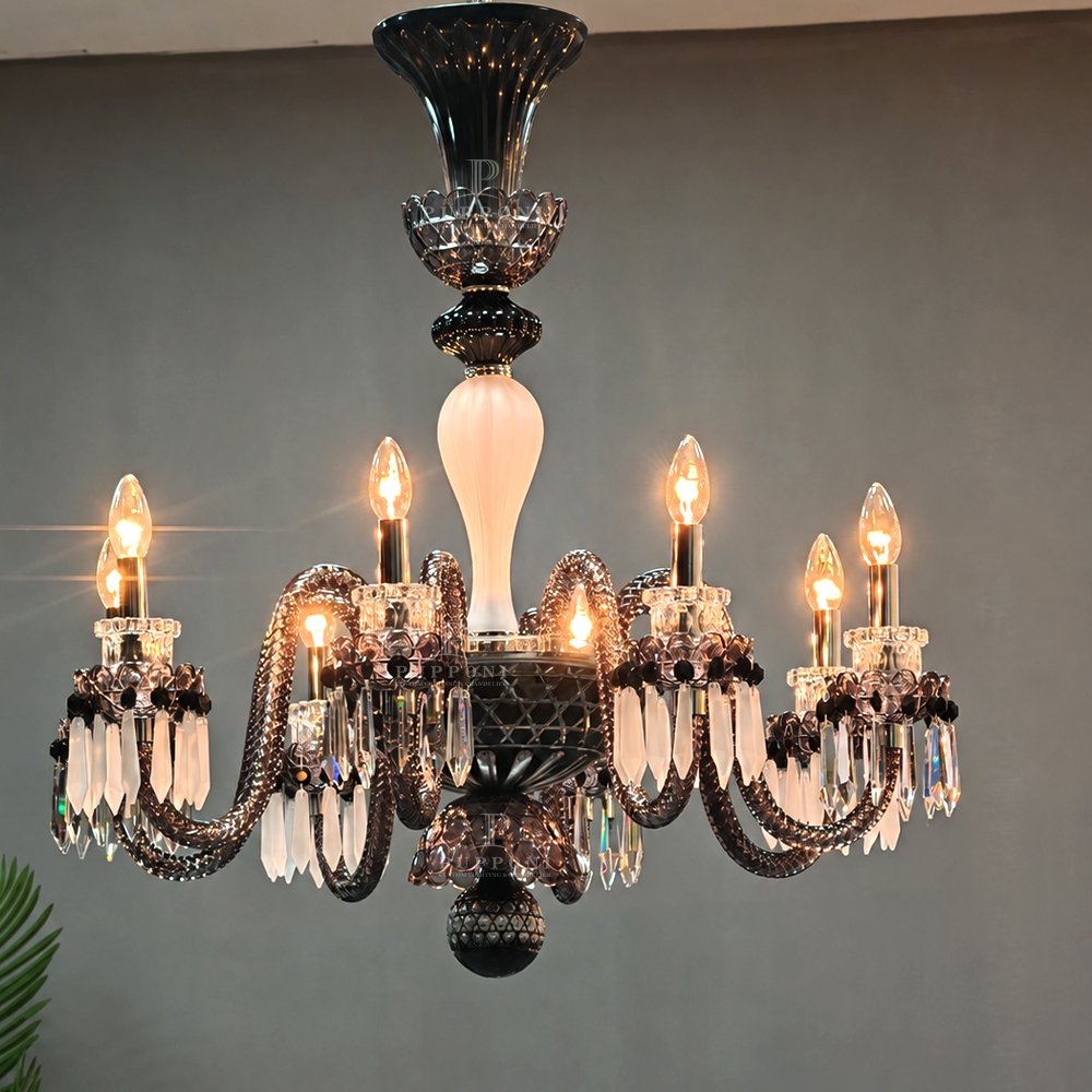 Vintage Black Candle Crystal Chandelier - Image 4