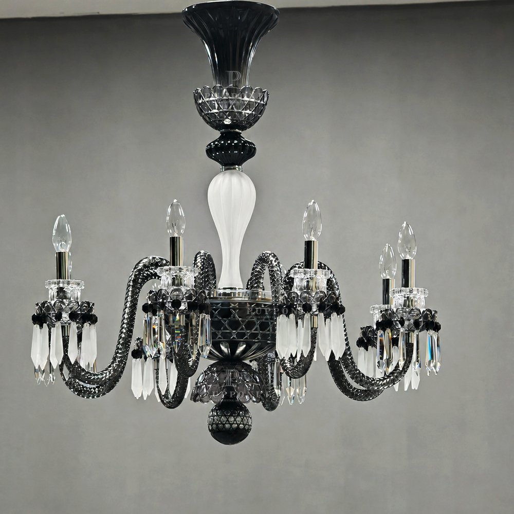 Vintage Black Candle Crystal Chandelier - Image 5
