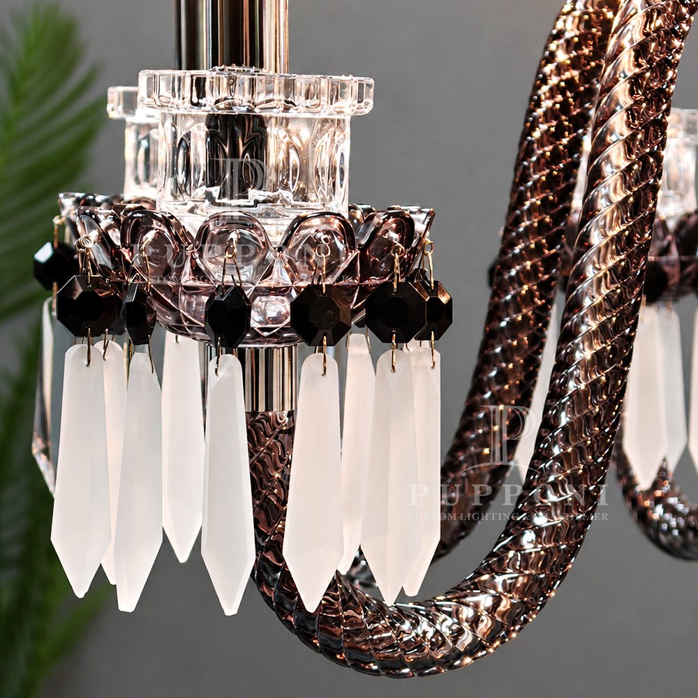 Vintage Black Candle Crystal Chandelier - Image 6