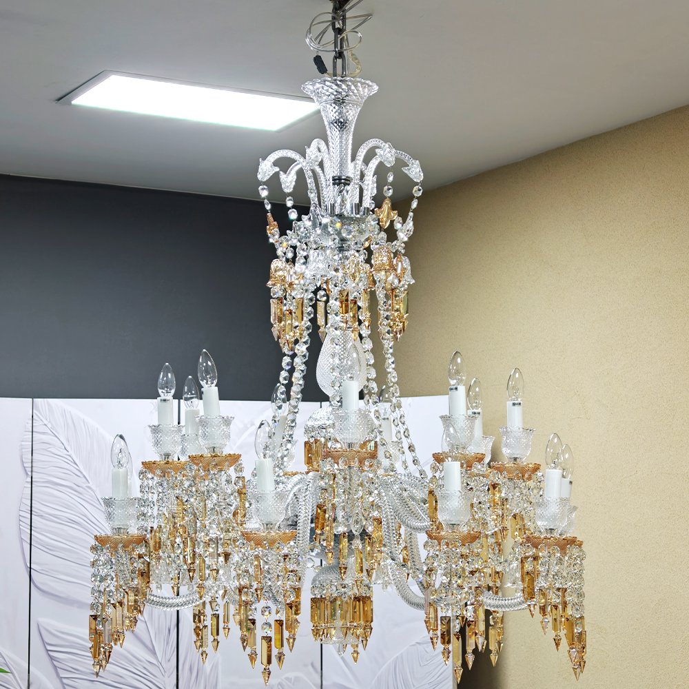 Amber Crystal Candle Chandelier - Image 4