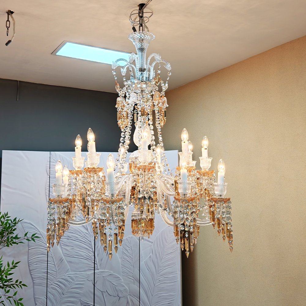 Amber Crystal Candle Chandelier - Image 5