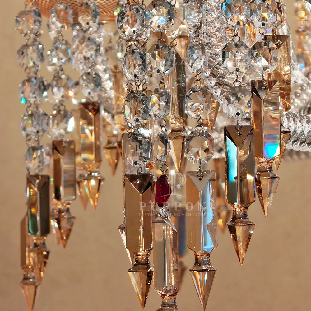 Amber Crystal Candle Chandelier - Image 6