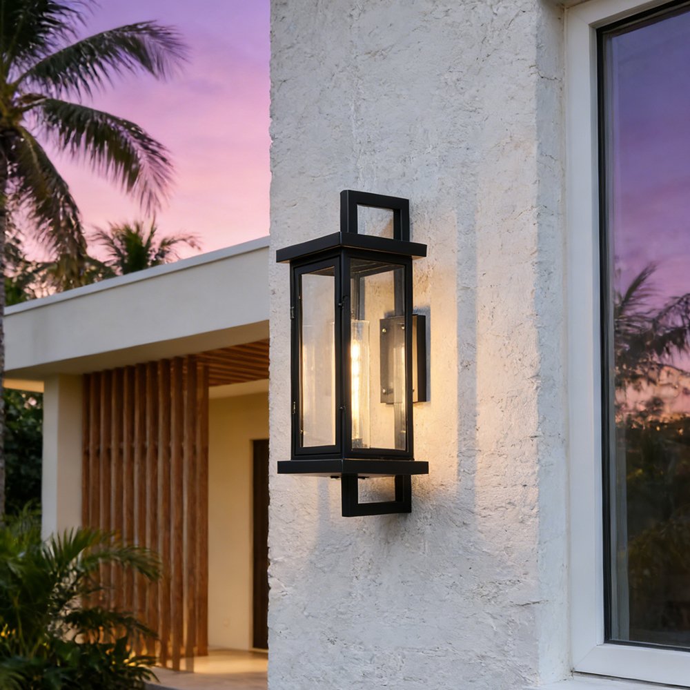 Modern Black Outdoor Wall Lantern - Image 2