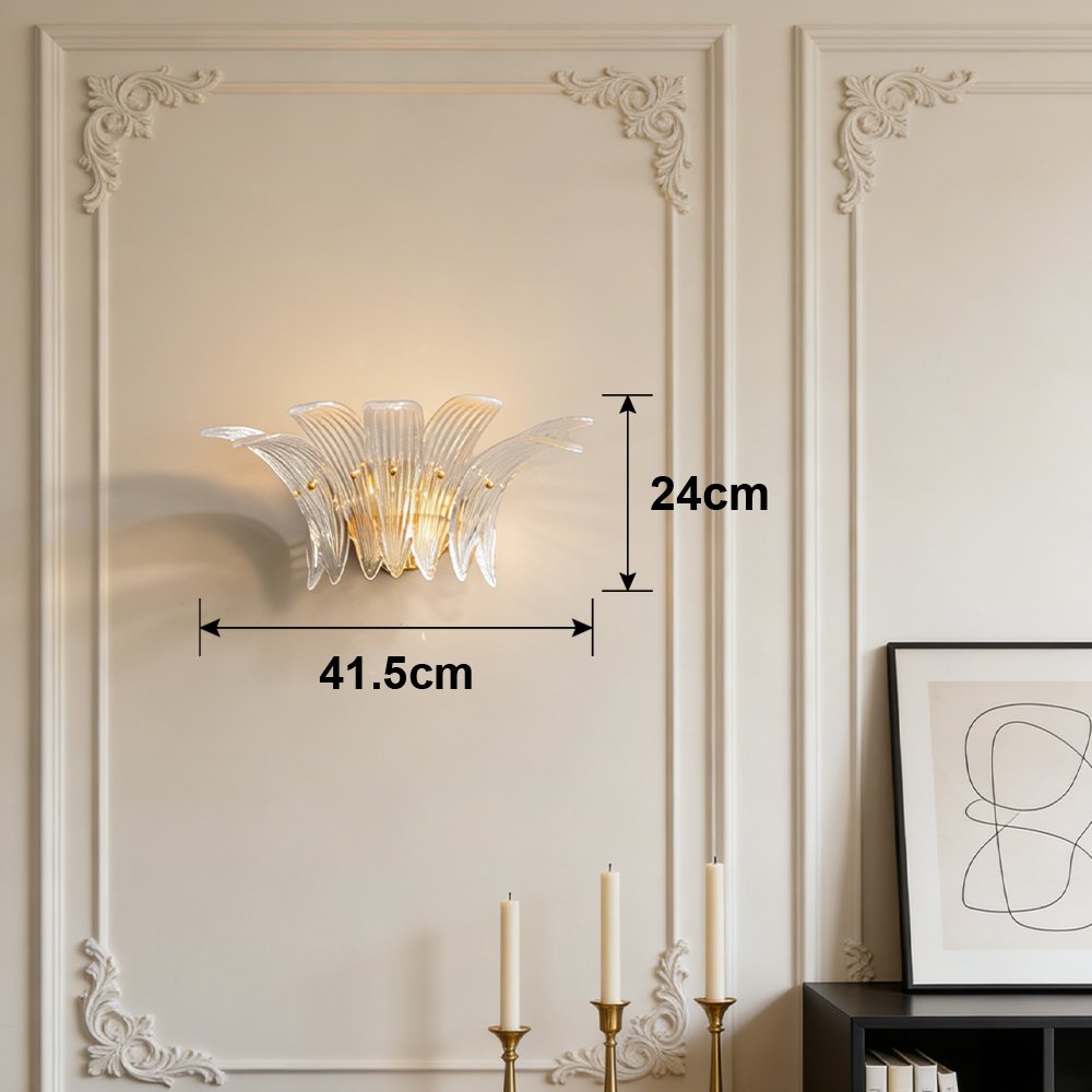 Floral Ribbed Glass Wall Sconce - Image 3
