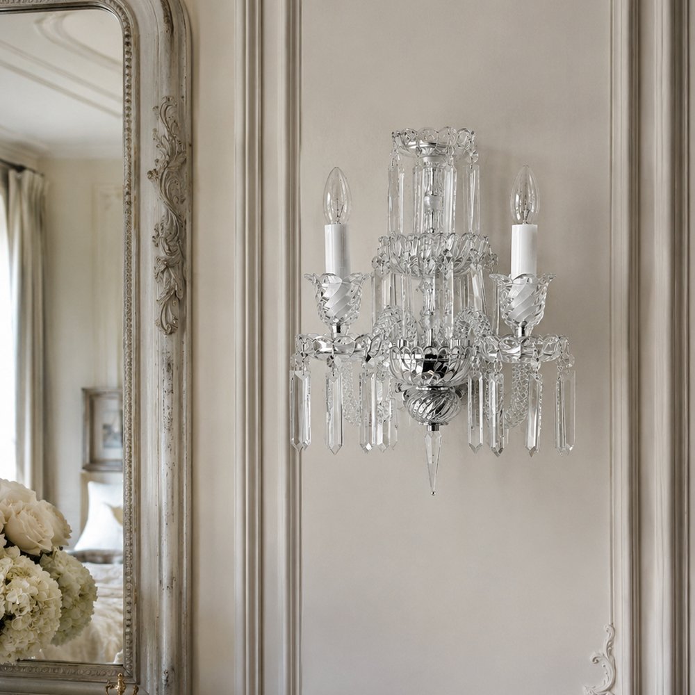 Two Light Crystal Wall Sconce - Image 8