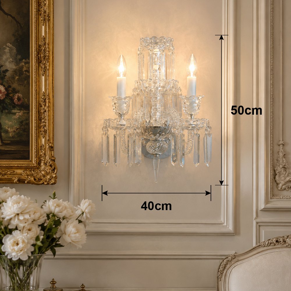 Two Light Crystal Wall Sconce - Image 3