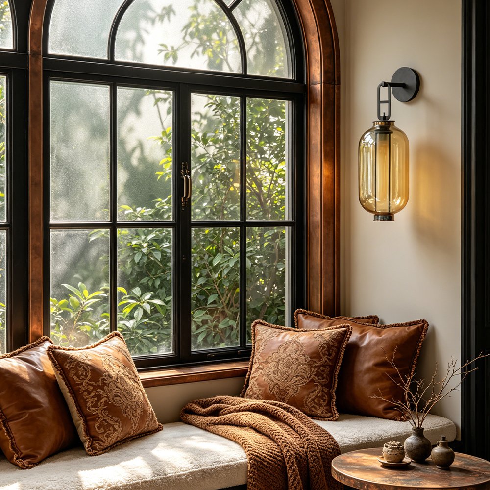 Amber Glass Industrial Wall Sconce - Image 8