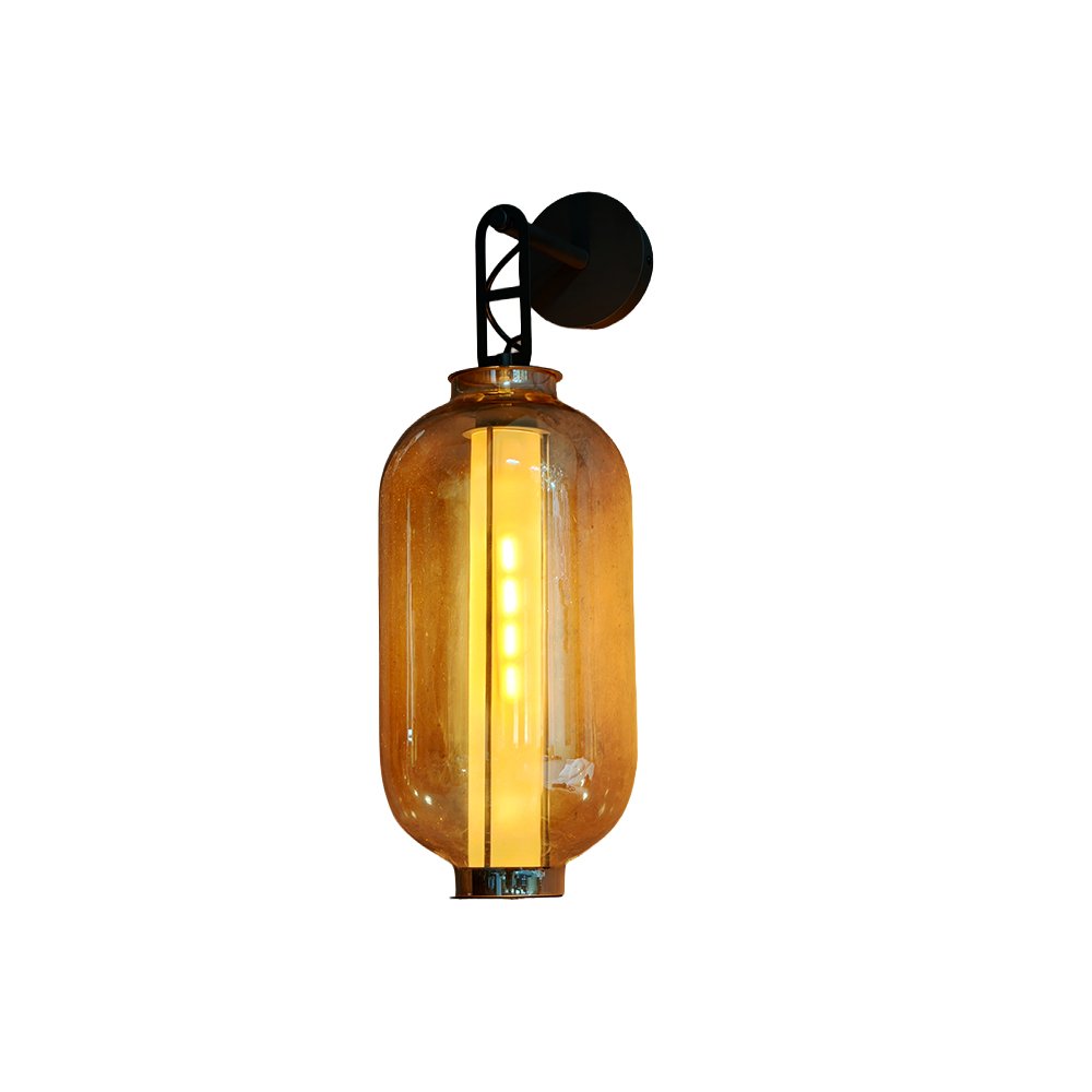 Amber Glass Industrial Wall Sconce - Image 2