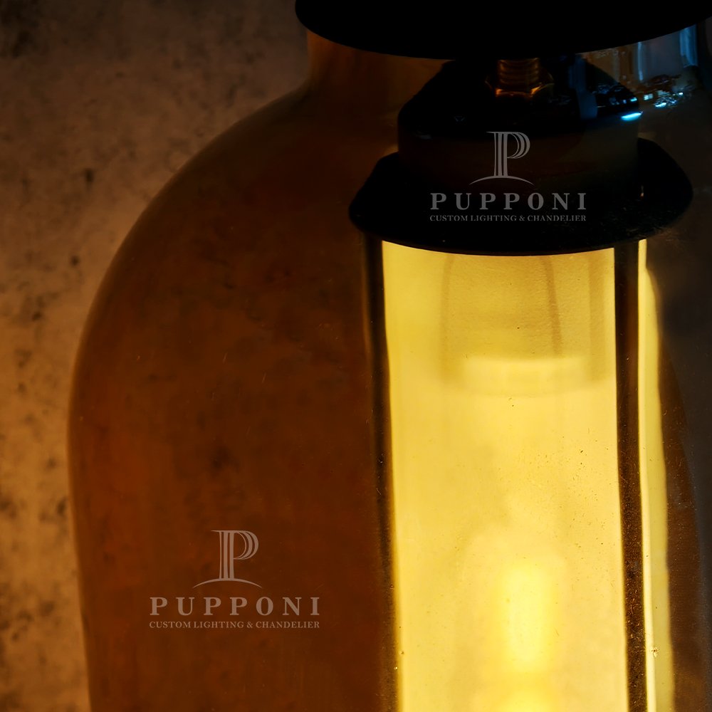 Amber Glass Industrial Wall Sconce - Image 6