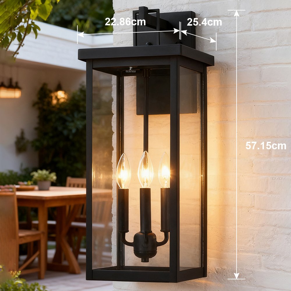 Three-Light Outdoor Box Wall Lantern - Image 2