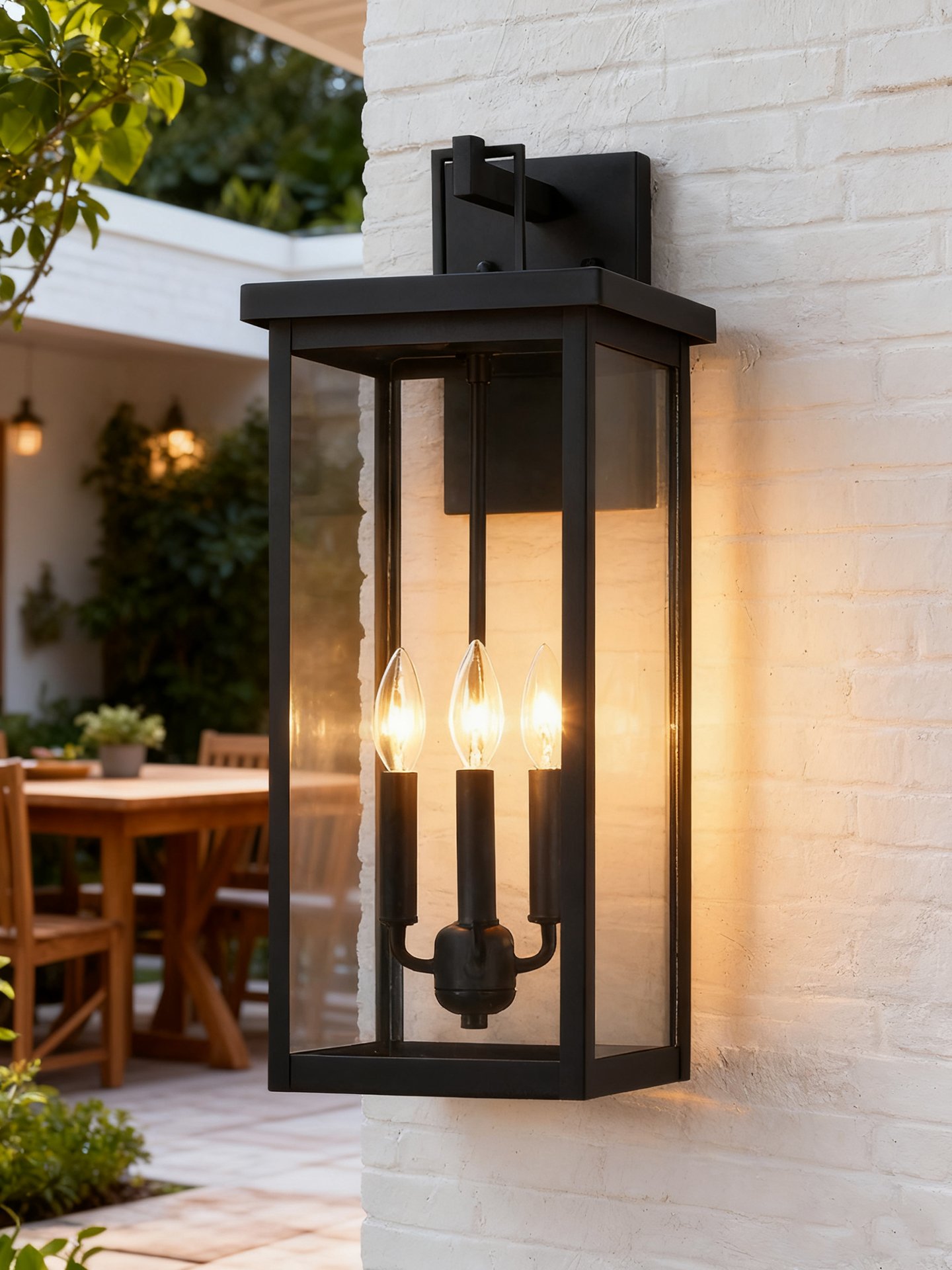 Three-Light Outdoor Box Wall Lantern - Image 4