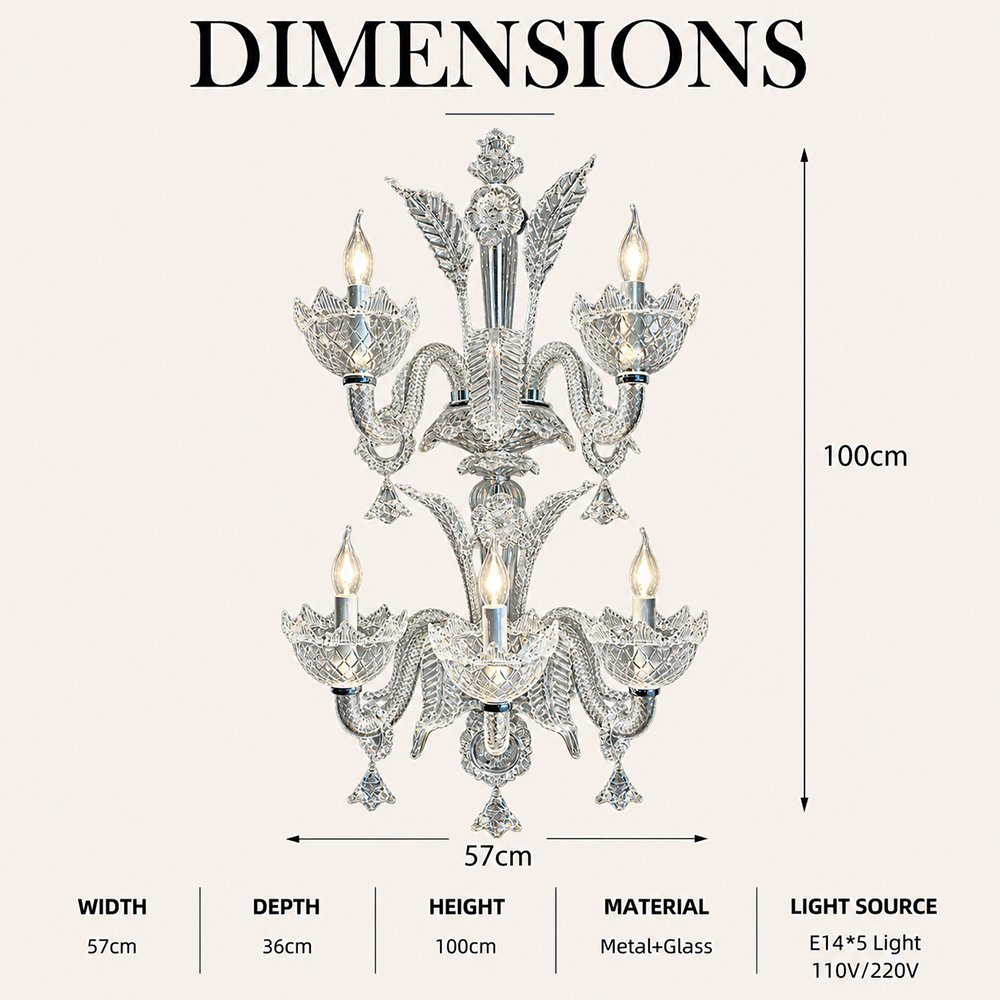 Elegant Crystal Glass Wall Sconce Light - Image 3
