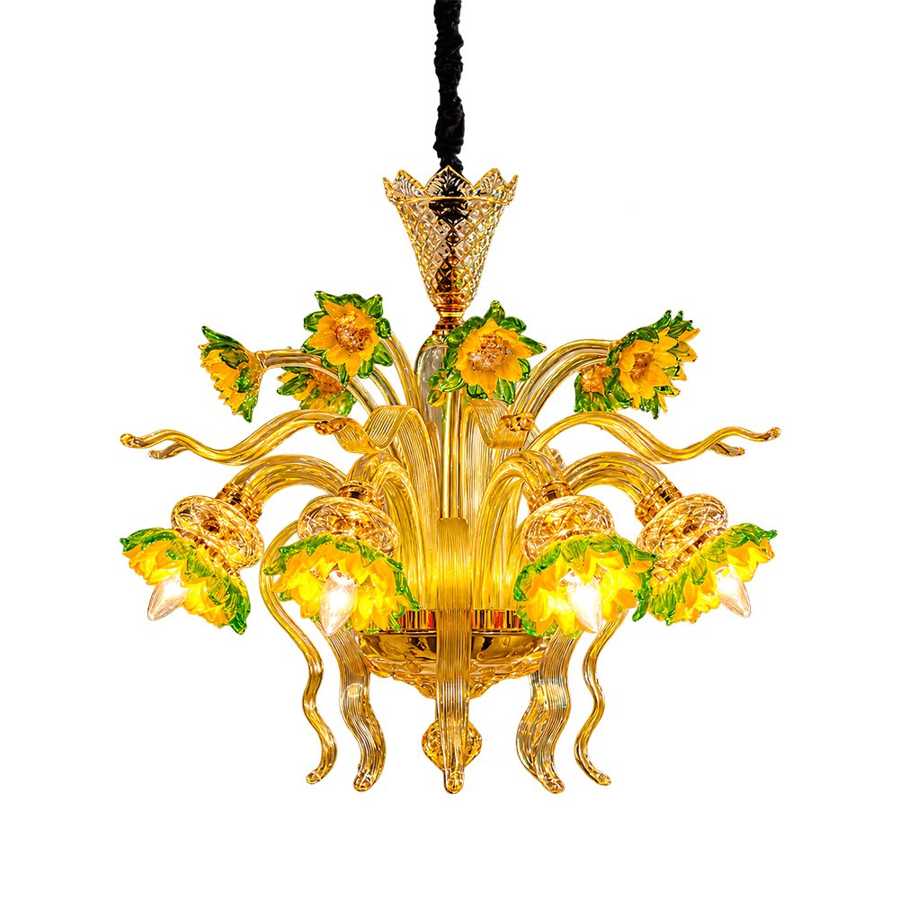 Hand Blown Sunflower Glass Chandelier - Image 2
