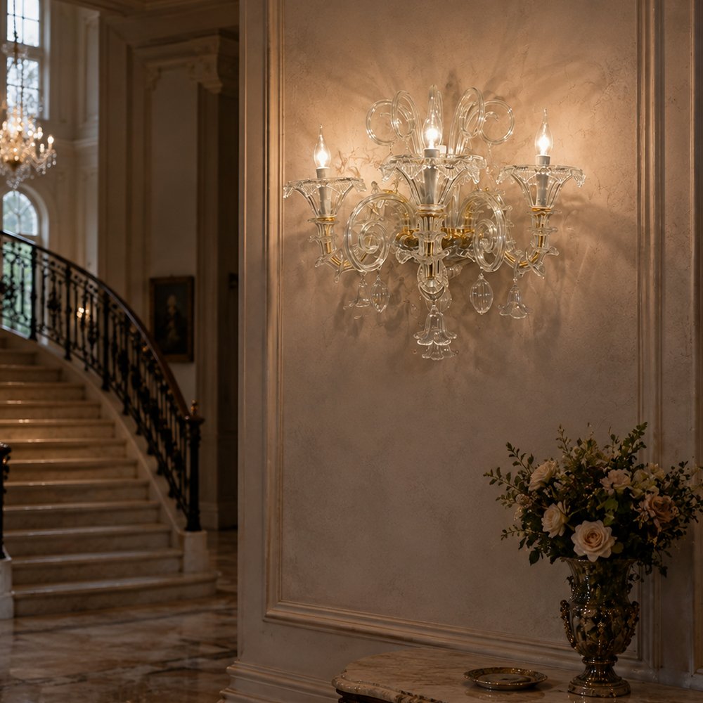 Elegant Handcrafted Glass Wall Sconce - Image 7