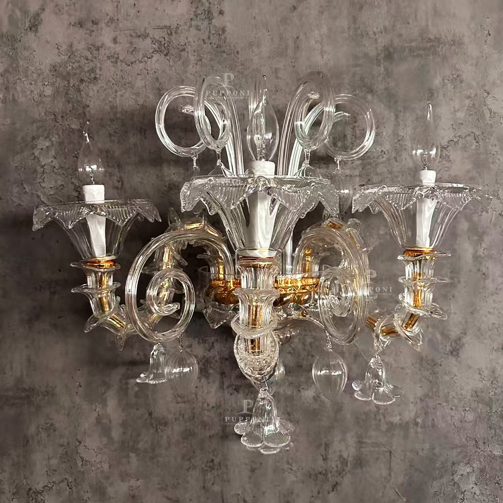 Elegant Handcrafted Glass Wall Sconce - Image 4
