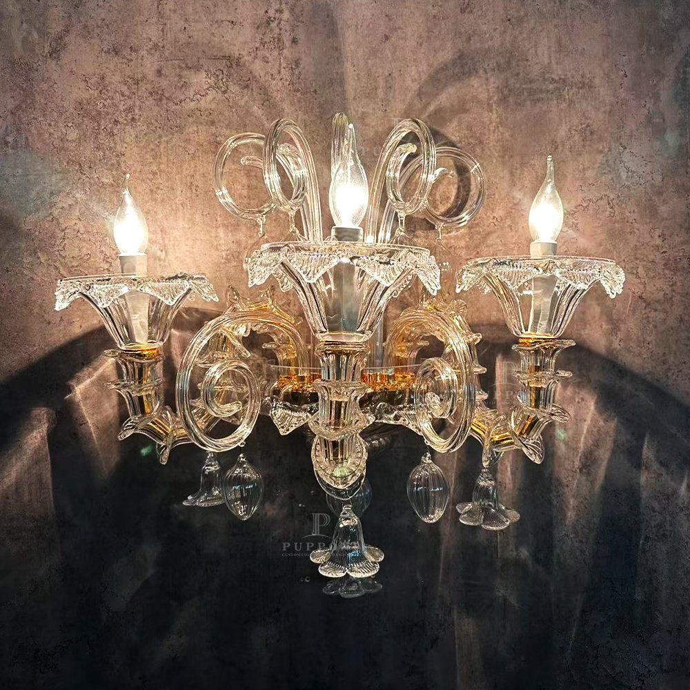 Elegant Handcrafted Glass Wall Sconce - Image 5