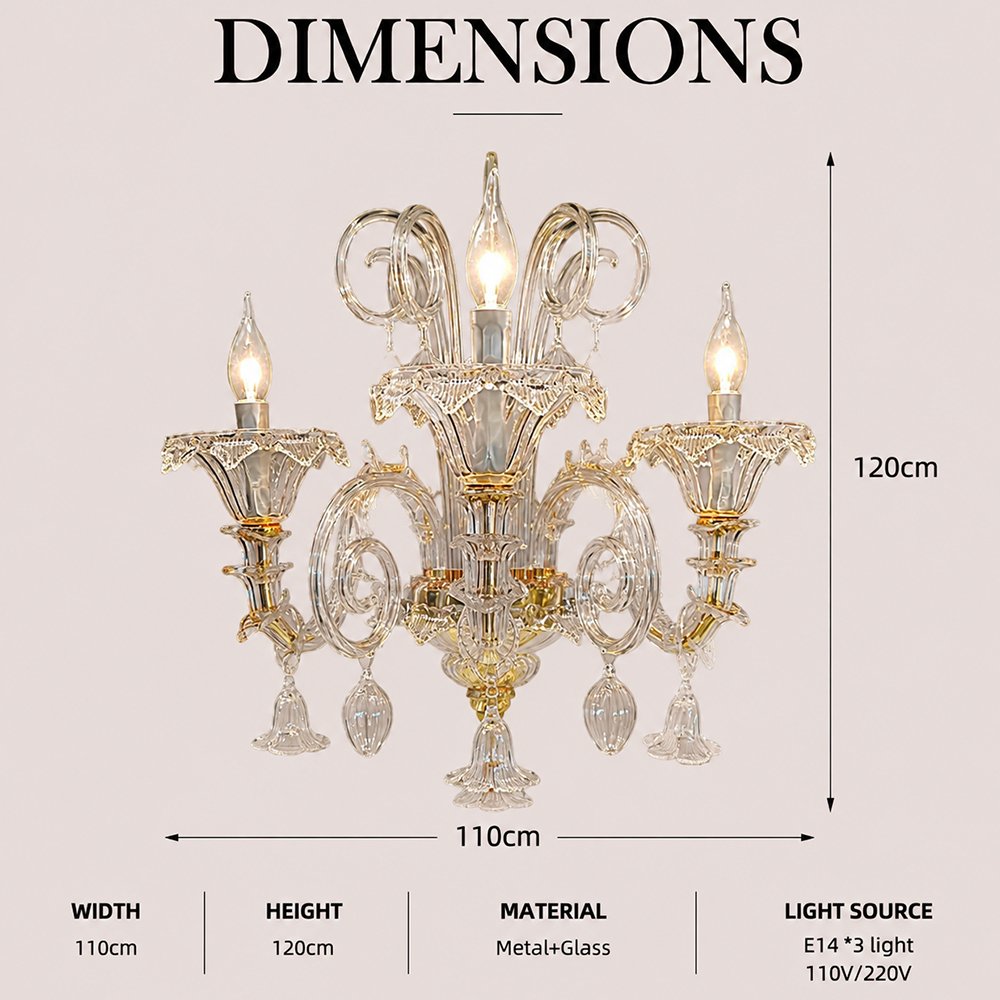 Elegant Handcrafted Glass Wall Sconce - Image 3