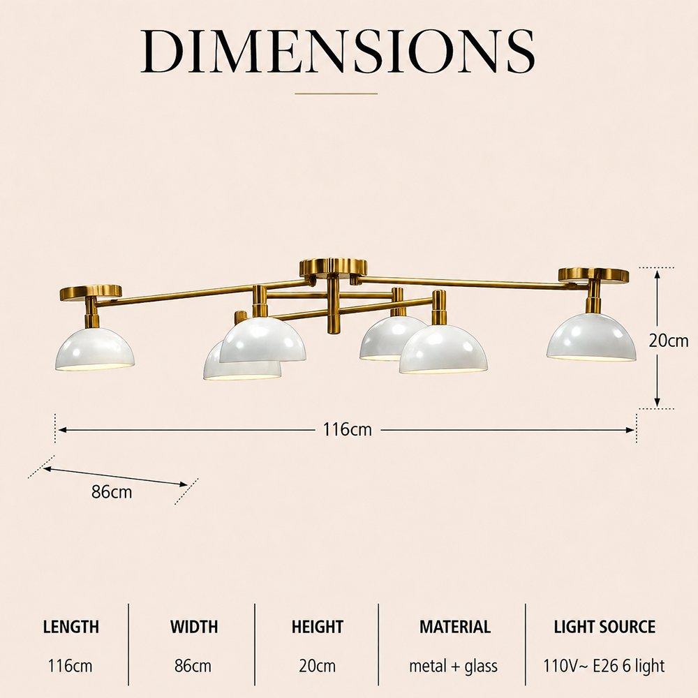 6‑Light Brass Sputnik Chandelier - Image 3