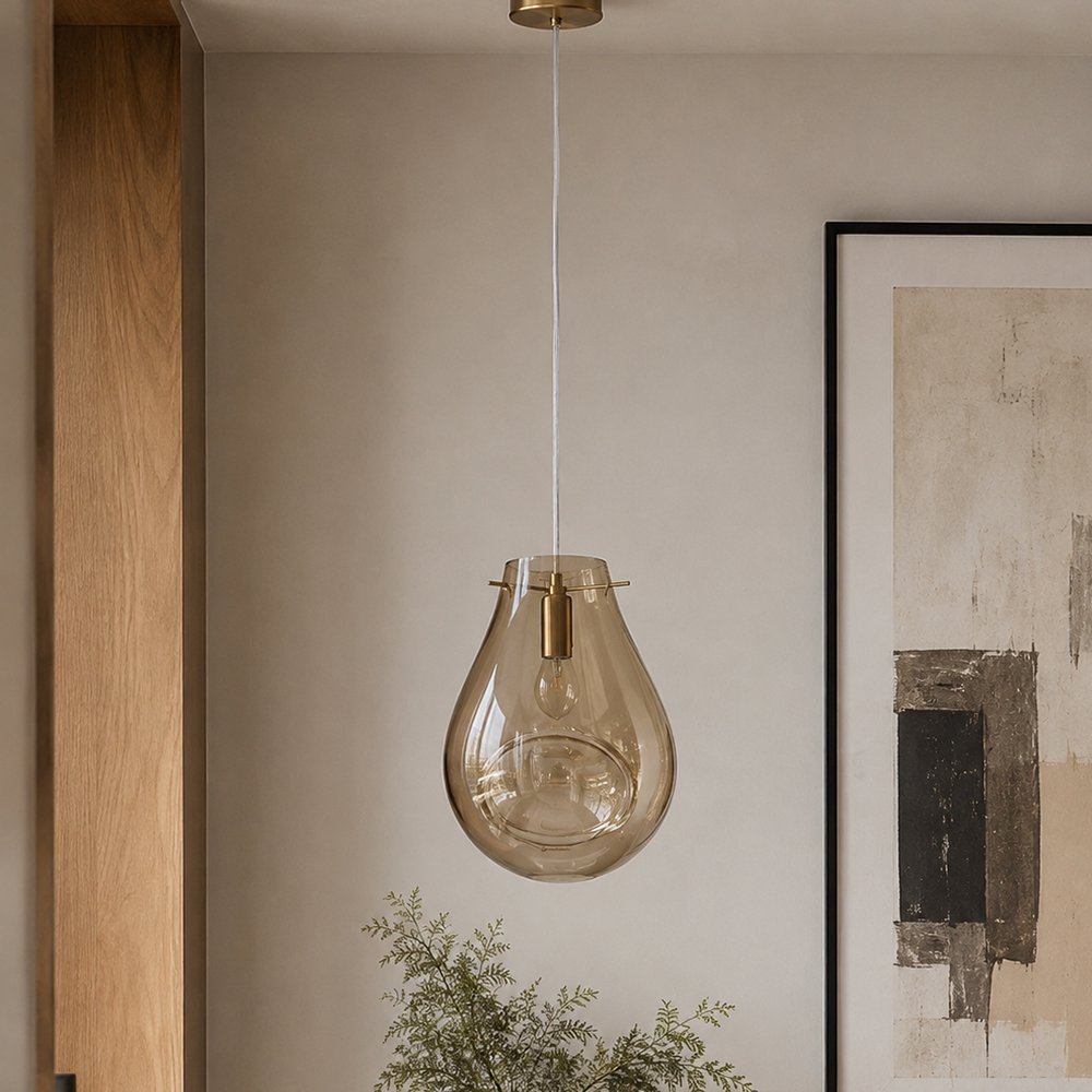 Concave Amber Teardrop Pendant Light - Image 7