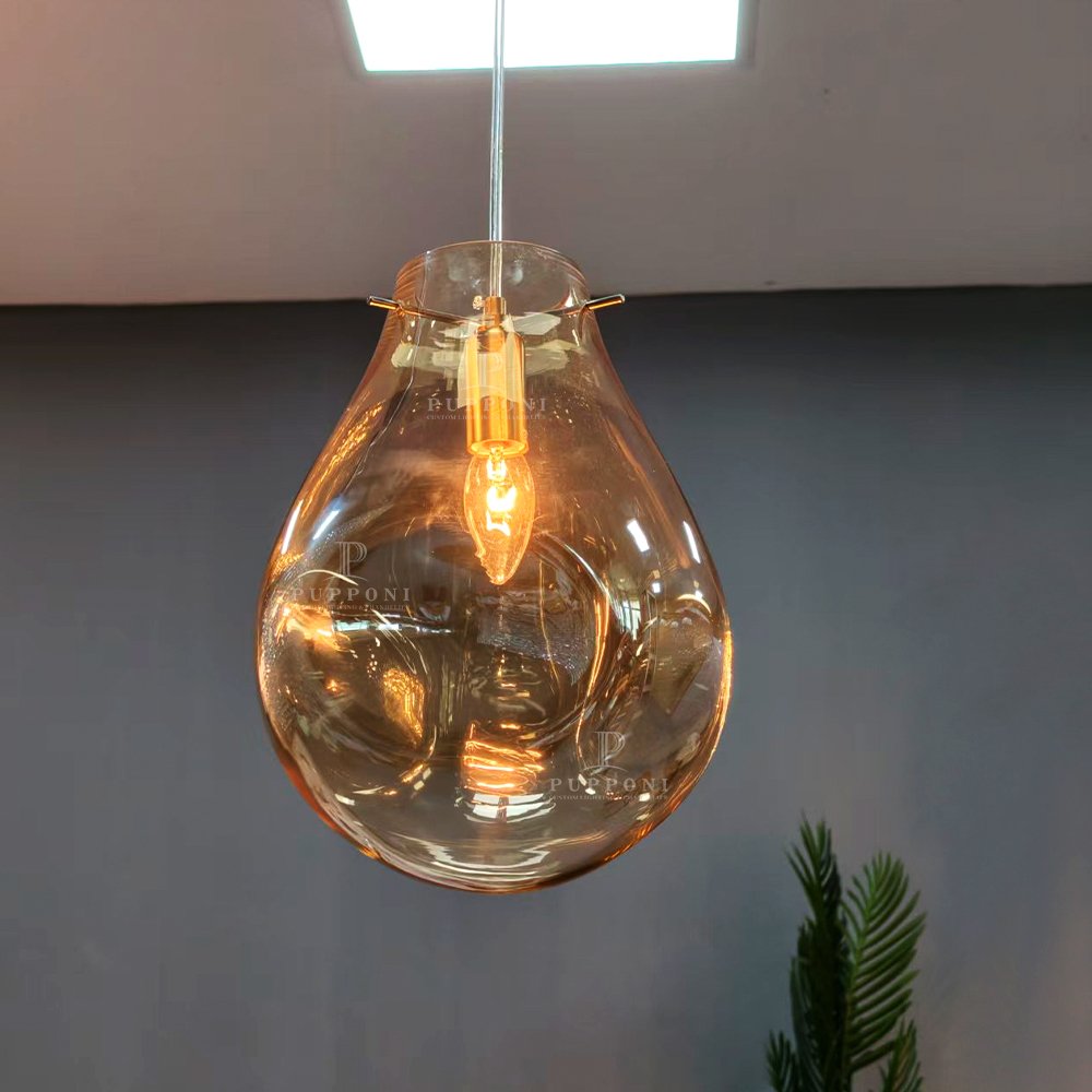 Concave Amber Teardrop Pendant Light - Image 5