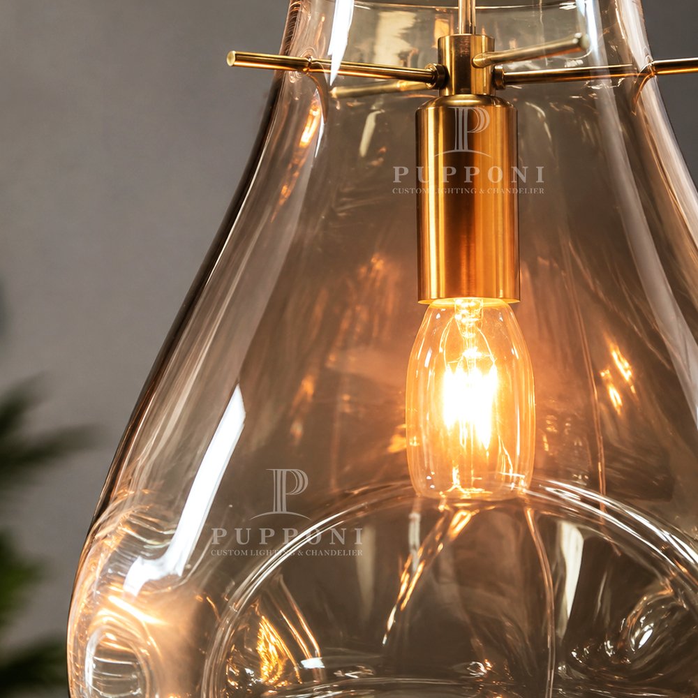 Concave Amber Teardrop Pendant Light - Image 6