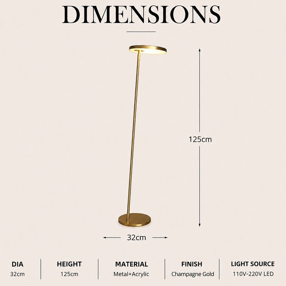Slim Modern Gold Floor Lamp - Image 3