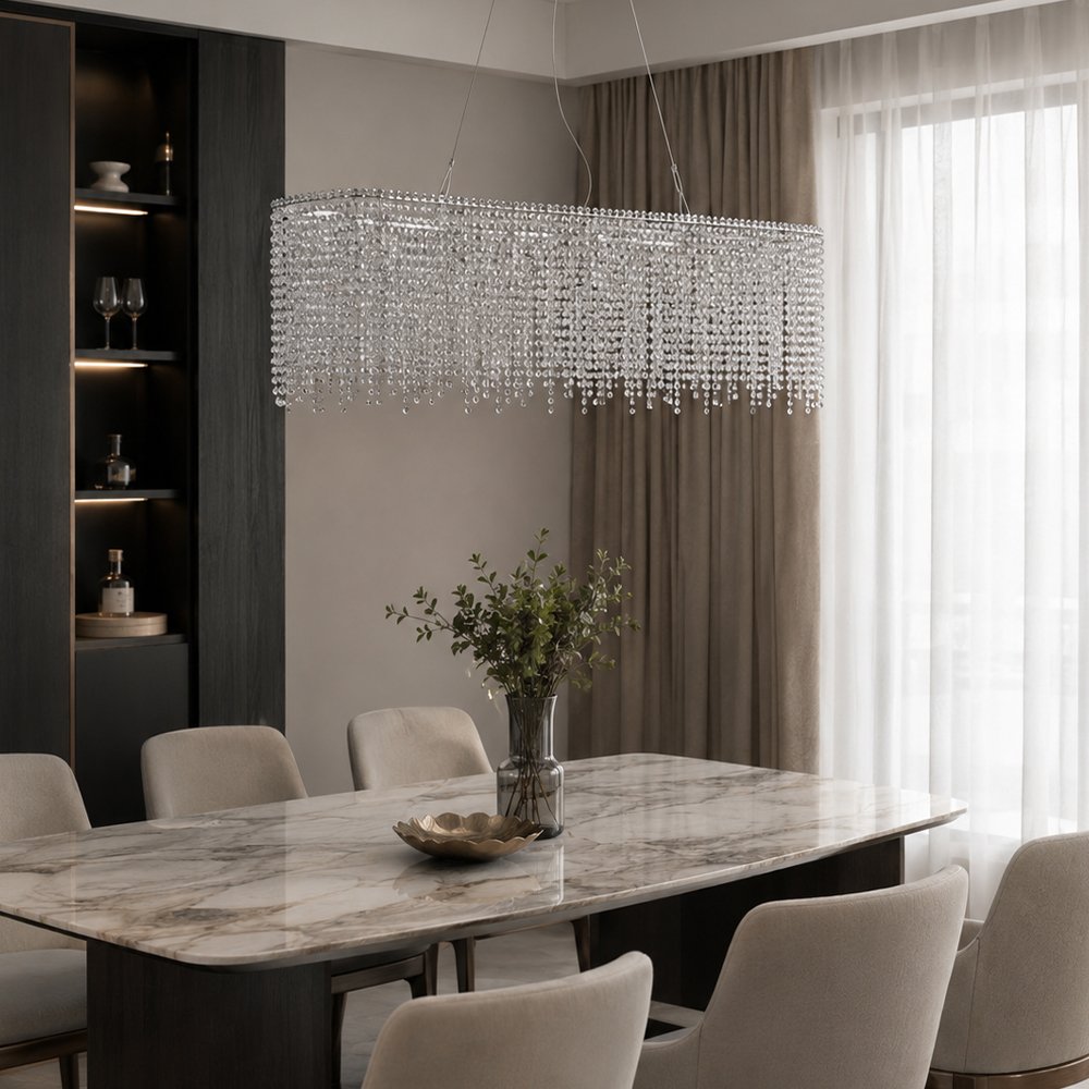 Chrome Linear Crystal Pendant Lamp - Image 7