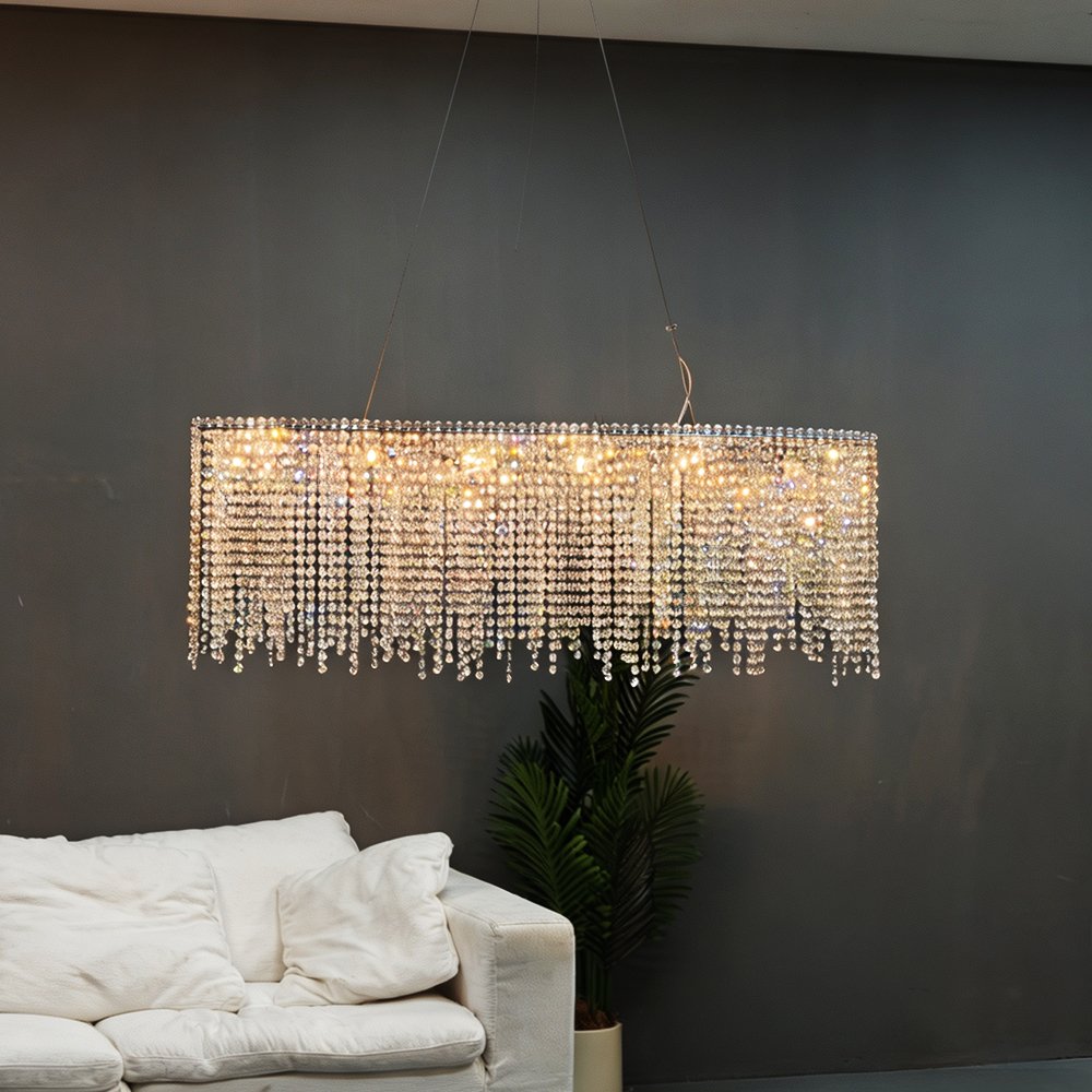 Chrome Linear Crystal Pendant Lamp - Image 4
