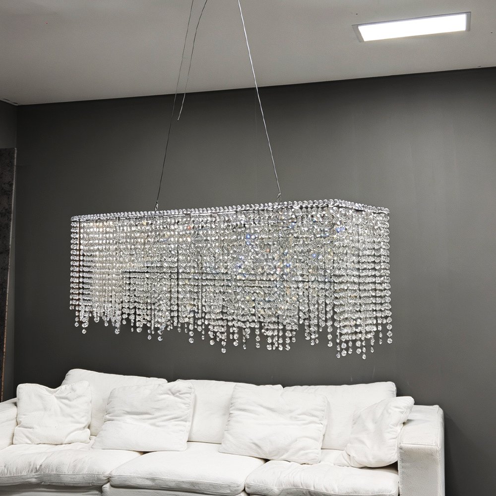 Chrome Linear Crystal Pendant Lamp - Image 5
