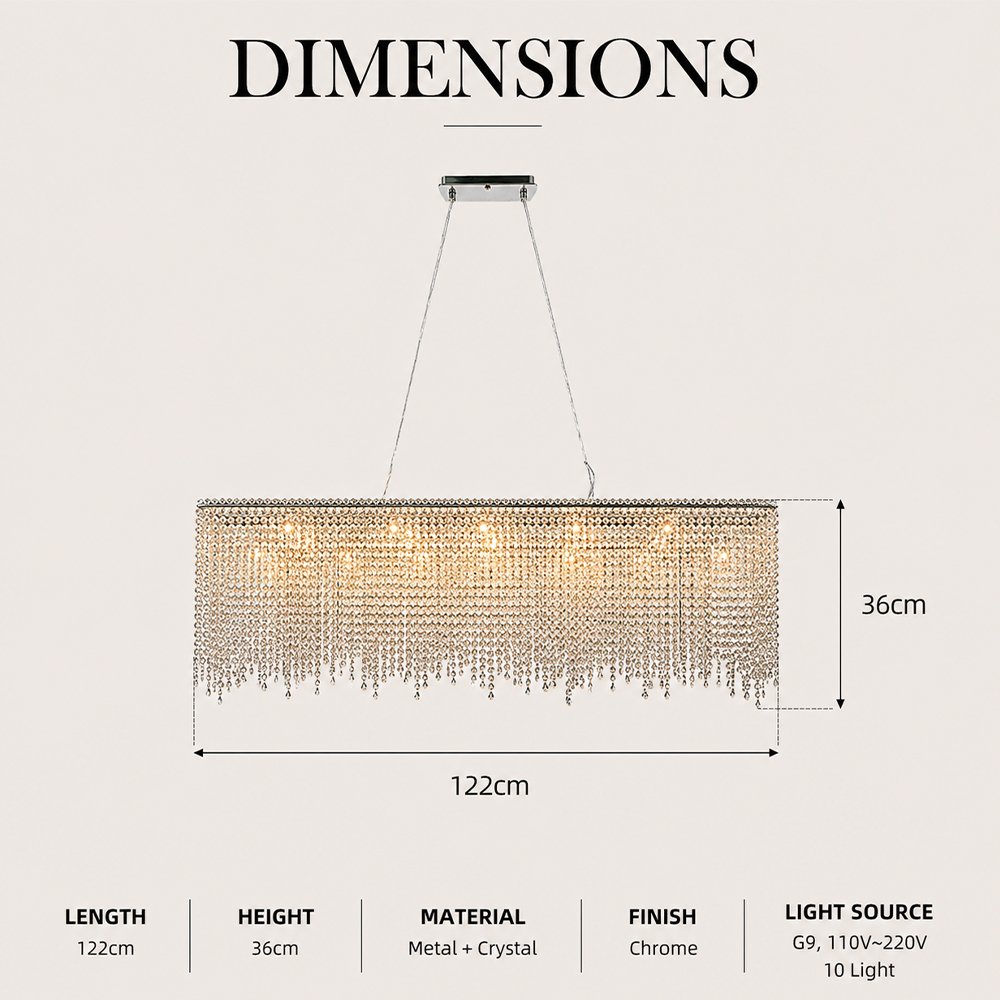 Chrome Linear Crystal Pendant Lamp - Image 3