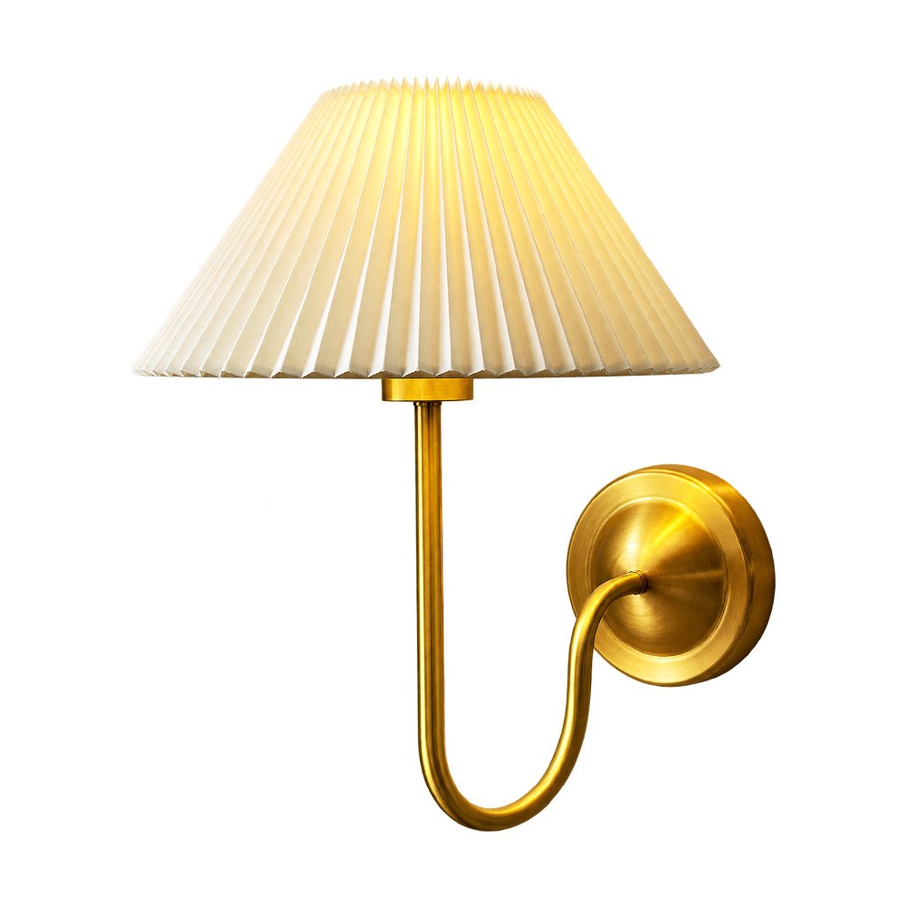 Brass Fabric Pleated Wall Sconce - Image 2