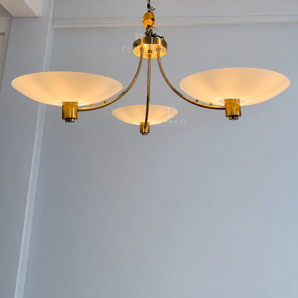 Mid Century Brass Ceiling Lamp - Image 5