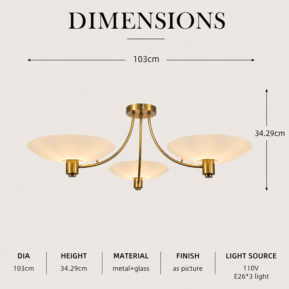 Mid Century Brass Ceiling Lamp - Image 3