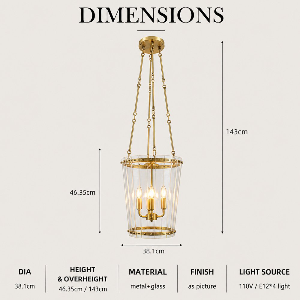 Tall Glass Gold Pendant Chandelier - Image 3