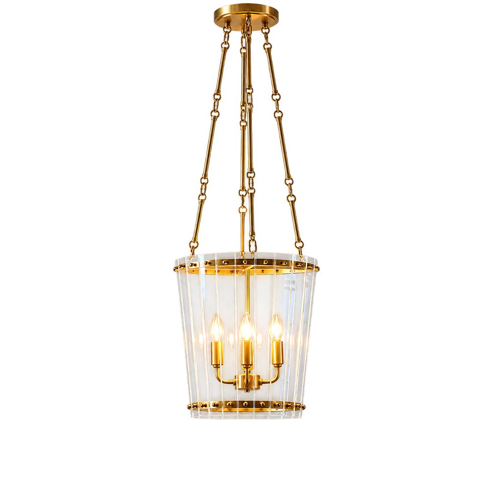 Tall Glass Gold Pendant Chandelier - Image 2