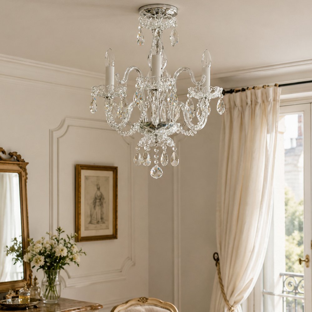 Compact 3 Light Crystal Chandelier - Image 7
